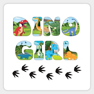 DINO GIRL - cute dinosaur shaped letters Magnet